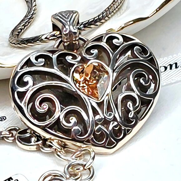 NWT Brighton Sofi Puffy Heart Silver-plated Crystal Necklace - Picture 11 of 12